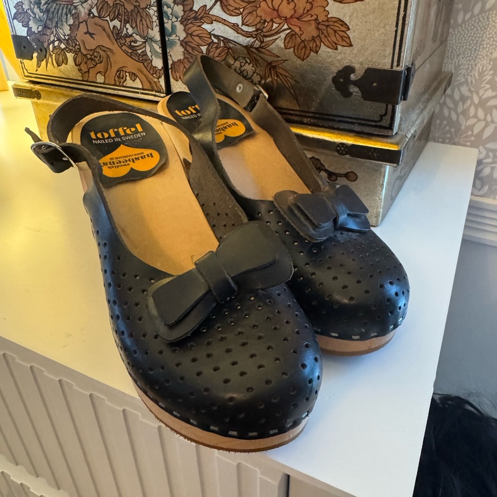 Swedish Hasbeens Black Platform Shoes